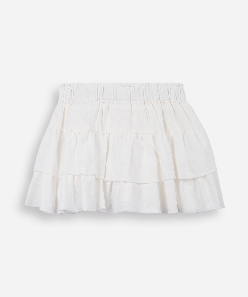 shorts saia infantil em viscolinho off white