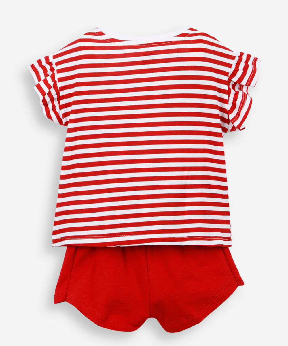 conjunto infantil de algodão listrado vermelho