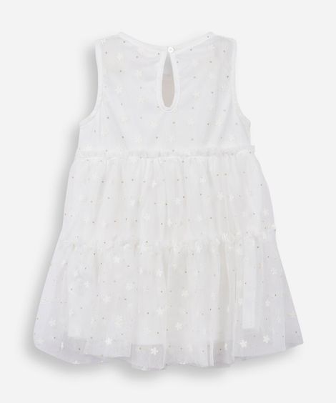 vestido infantil tule flores off white