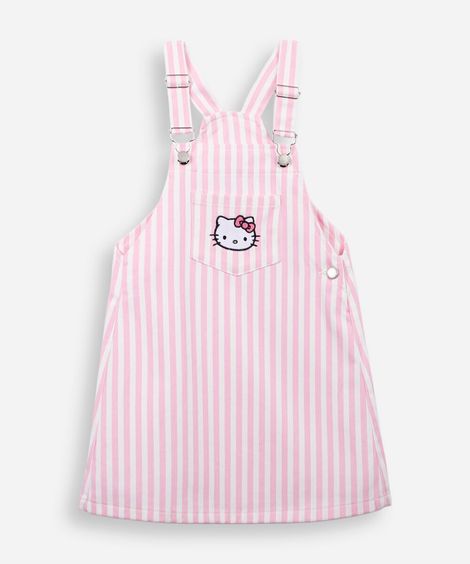 salopete infantil de algodão hello kitty rosa