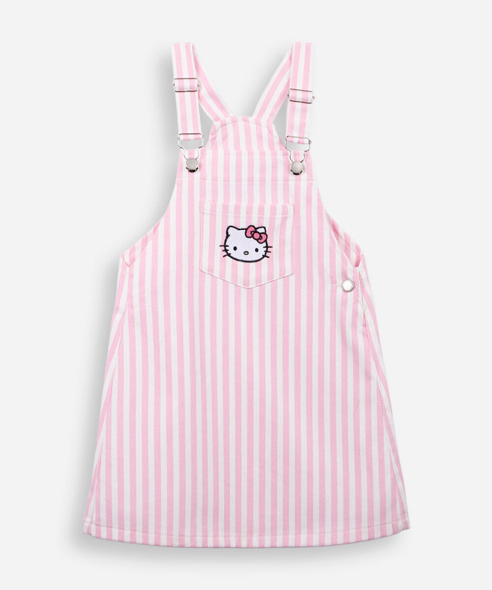 salopete infantil de algodão hello kitty rosa