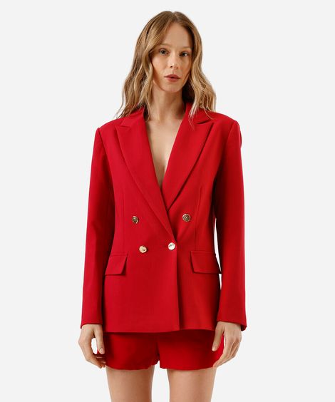 blazer de alfaiataria feminino com viscose vermelho