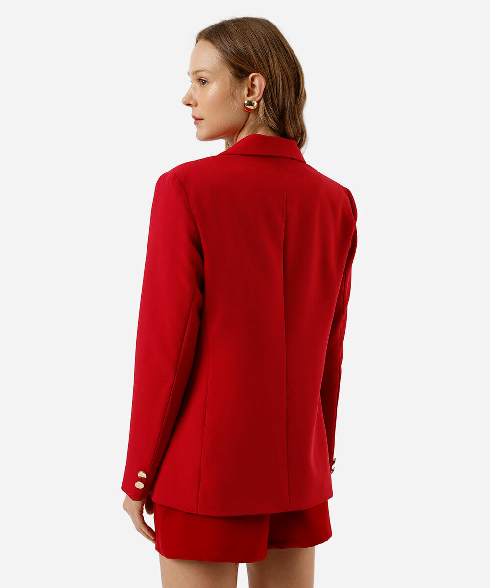 blazer de alfaiataria feminino com viscose vermelho