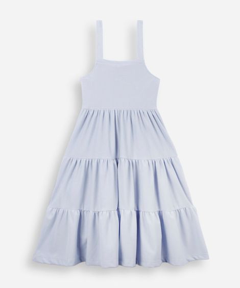 vestido infantil texturizado com laço azul