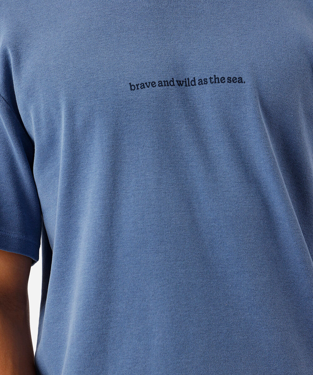 camiseta masculina de algodão estonada estampada azul