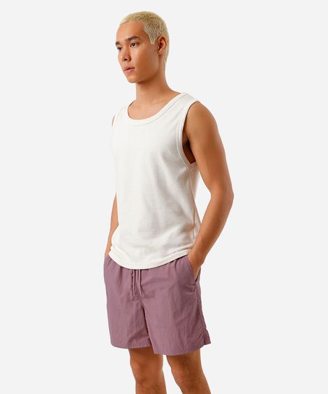 short masculino com bolsos e cordão rosa