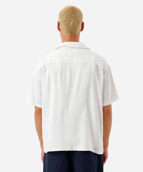 camisa box fit masculina texturizada off white