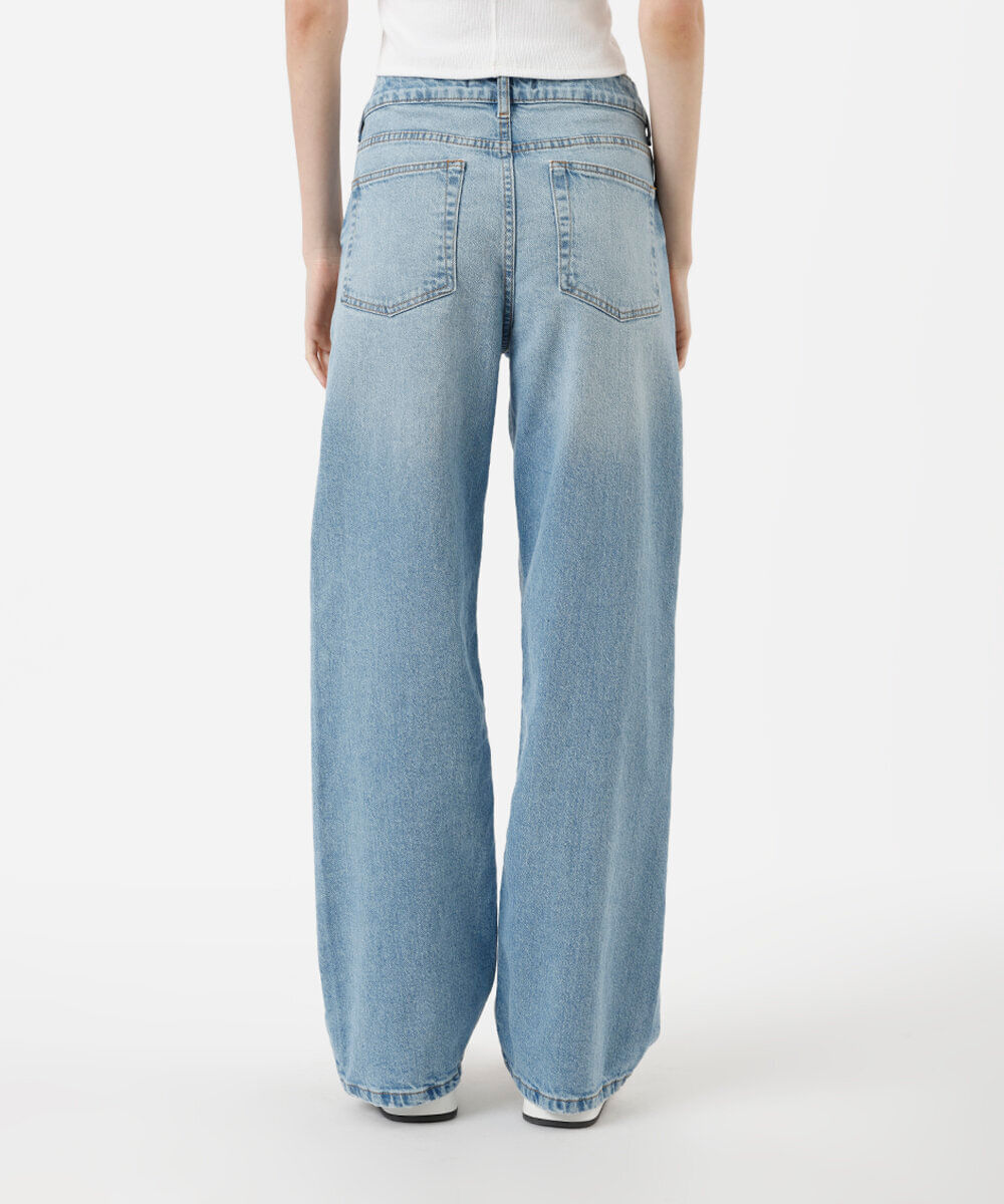 calça wide leg slim feminina jeans azul