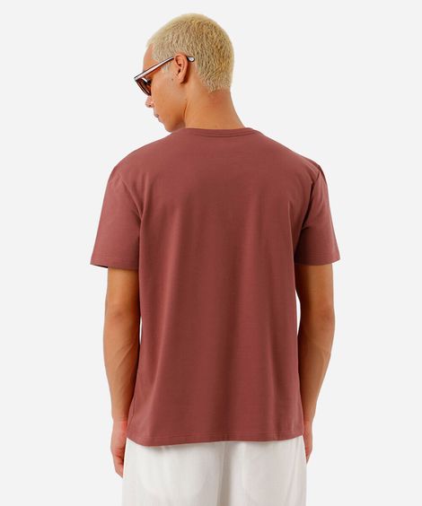 camiseta masculina de moletinho estampada rosa
