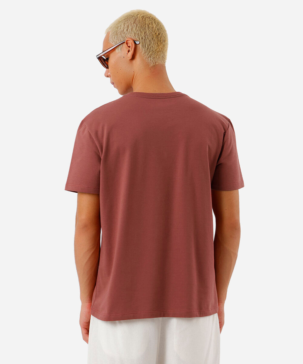 camiseta masculina de moletinho estampada rosa