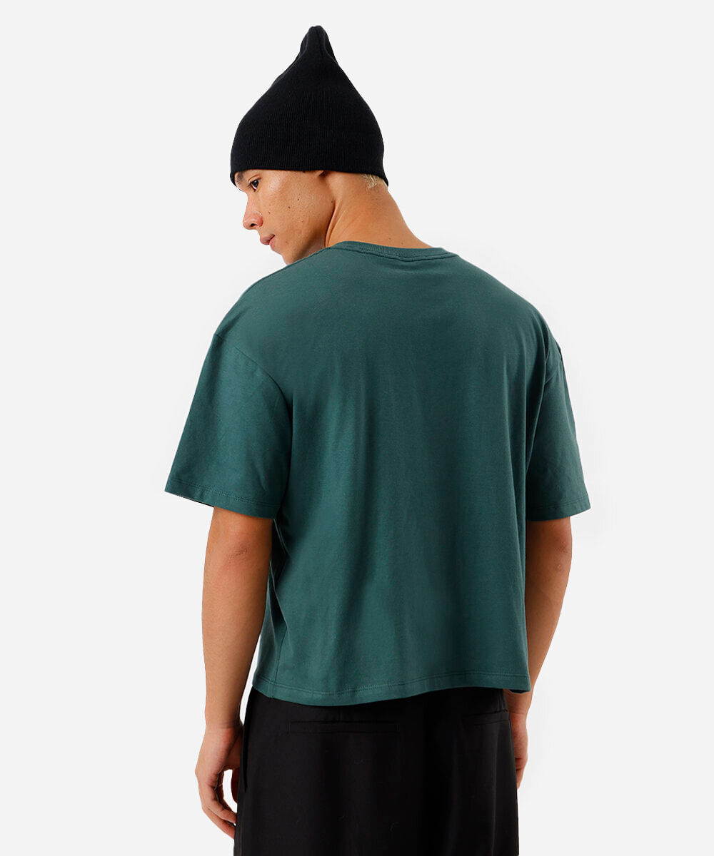 camiseta cropped fit masculina de algodão elphaba wicked verde