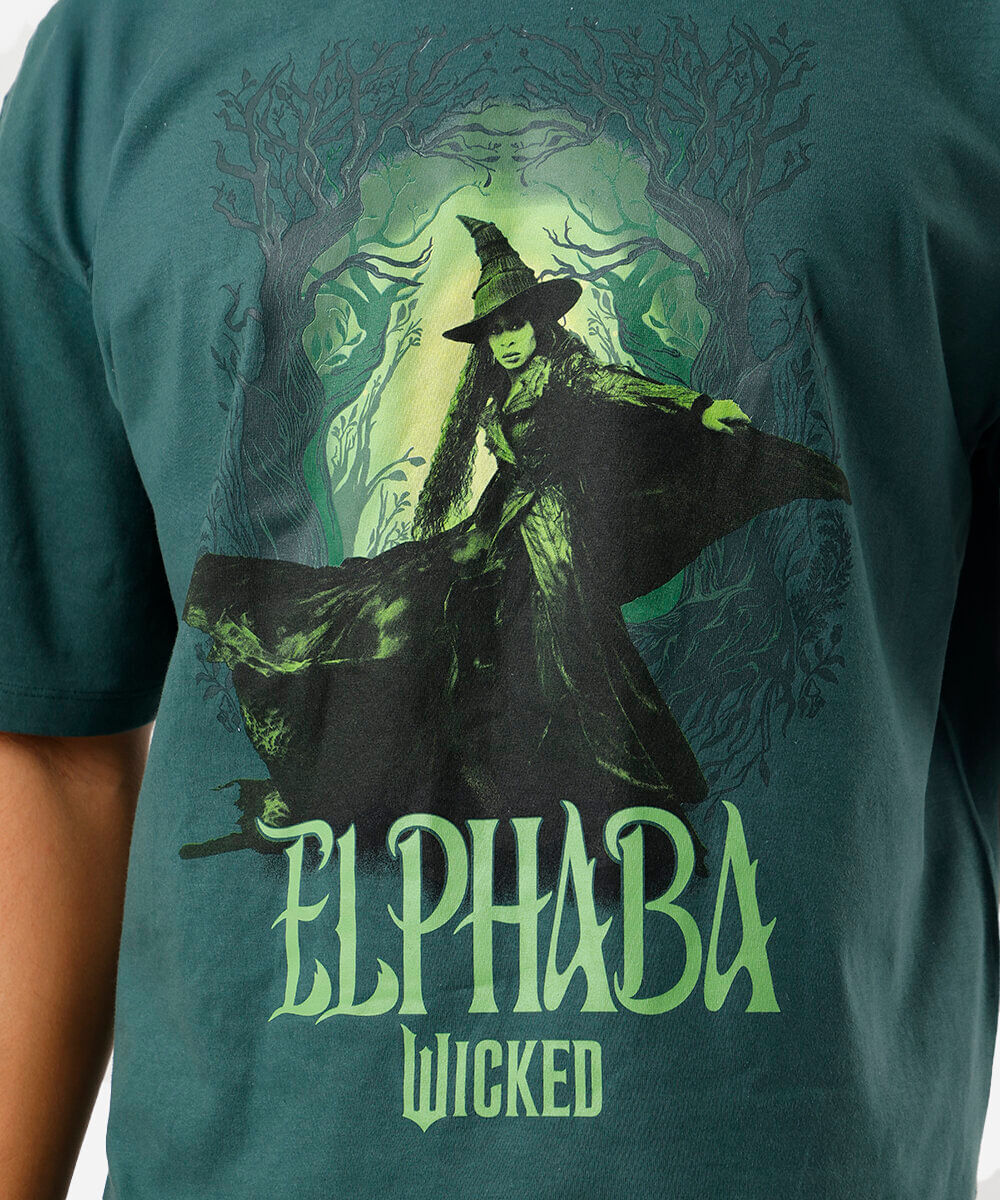 camiseta cropped fit masculina de algodão elphaba wicked verde