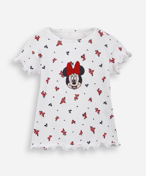 blusa infantil em ribana minnie off white
