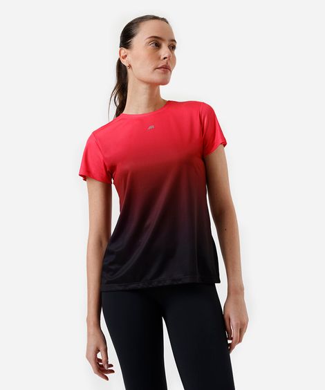 camiseta esportiva slim feminina degradê colorida