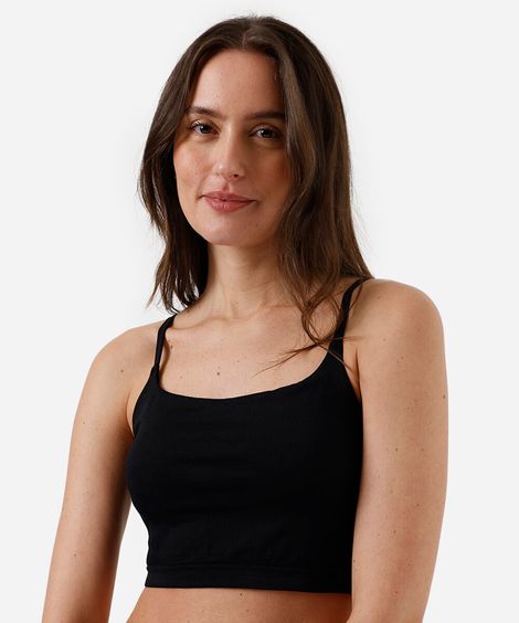 top de pijama feminino avulso sem costura preto