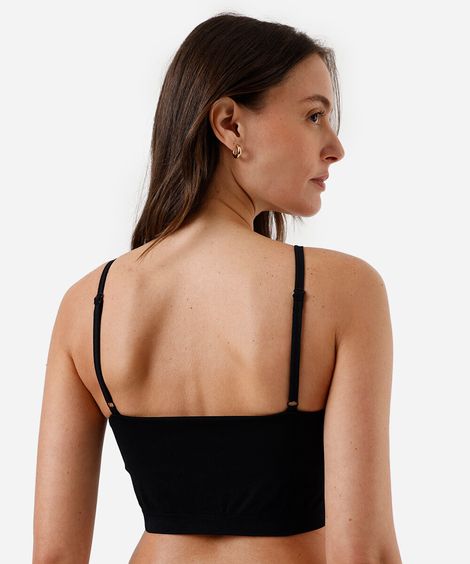 top de pijama feminino avulso sem costura preto