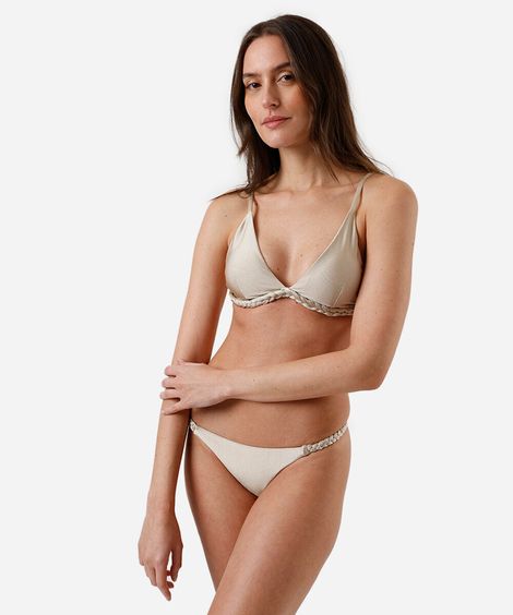 biquíni calcinha tanga feminino acetinado bege