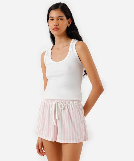 short de pijama feminino avulso listrado rosa