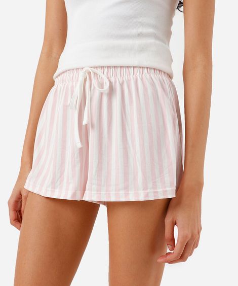 short de pijama feminino avulso listrado rosa