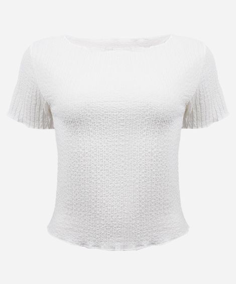blusa juvenil decote canoa texturizada off white