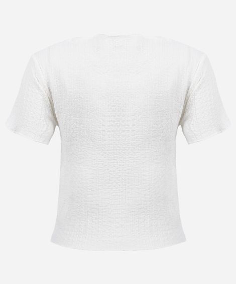 blusa juvenil decote canoa texturizada off white