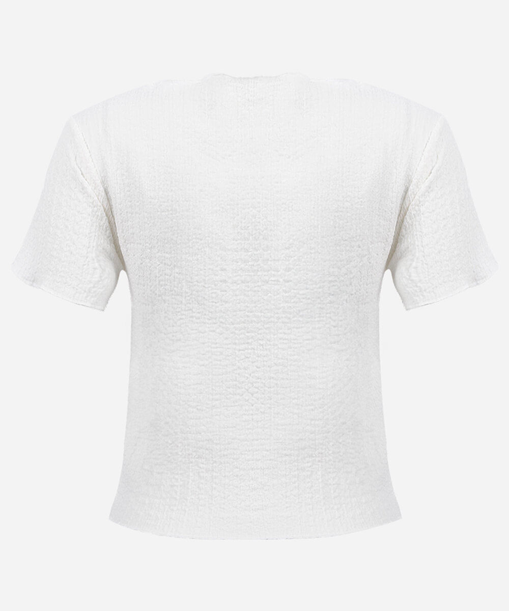 blusa juvenil decote canoa texturizada off white