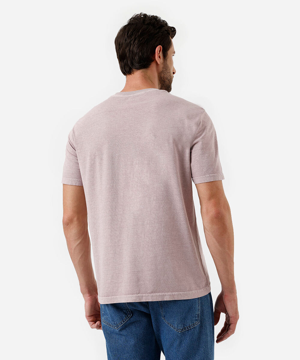 camiseta masculina de algodão estampada rosa