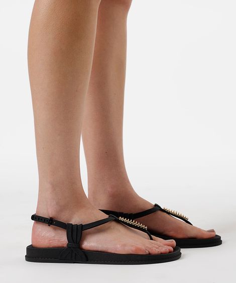 rasteirinha grendha texturizada preta