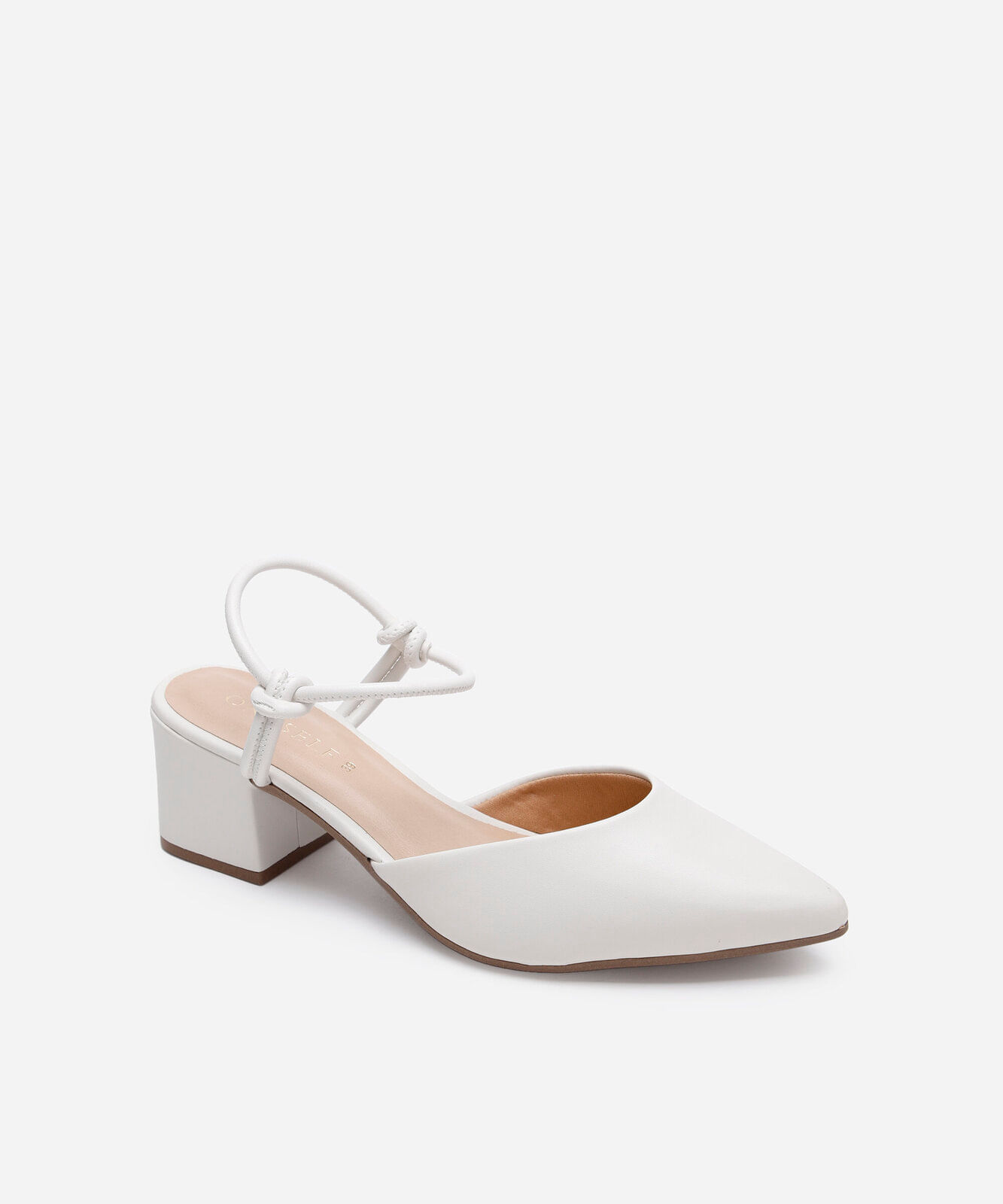 scarpin bico fino salto grosso oneself off white