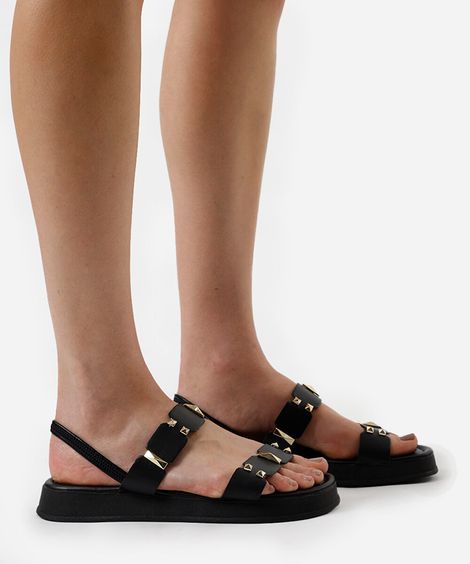 rasteirinha flatform com tachas via uno preta