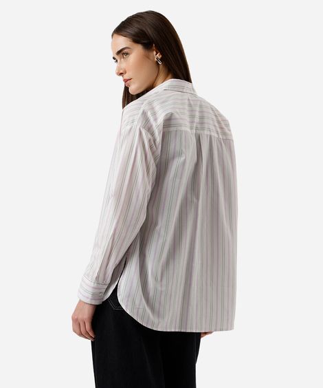 camisa oversized feminina listrada lilás
