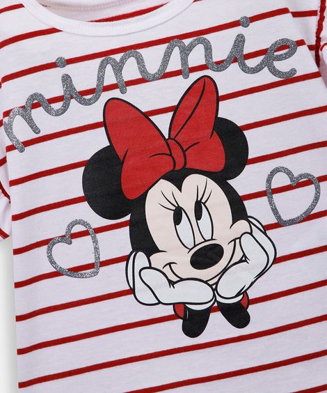 blusa infantil de algodão minnie listrada vermelha