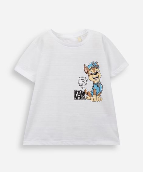 camiseta infantil patrulha canina off white