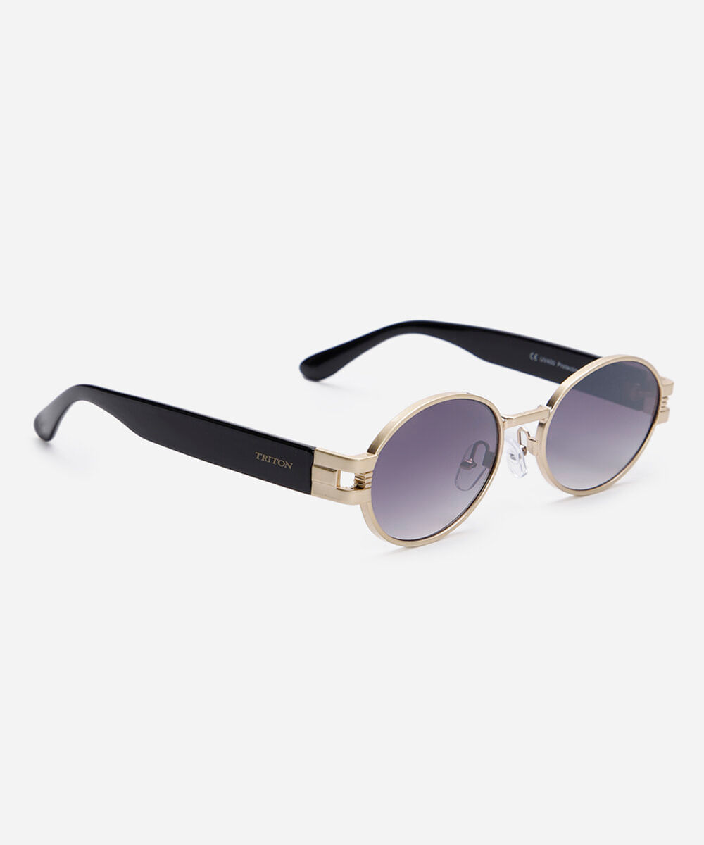 óculos de sol oval triton unissex dourado