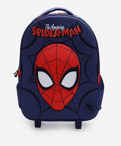 mochila infantil de rodinha homem aranha azul