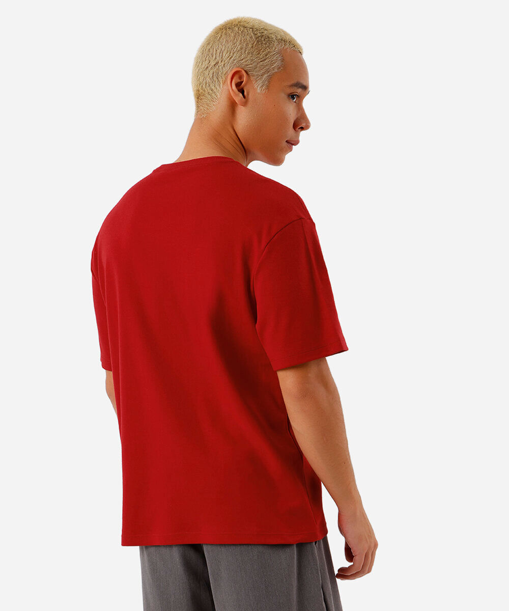 camiseta relaxed masculina de algodão stitch christmas vermelha