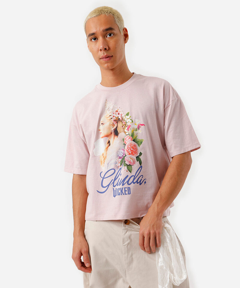 camiseta masculina manga curta glinda rosa