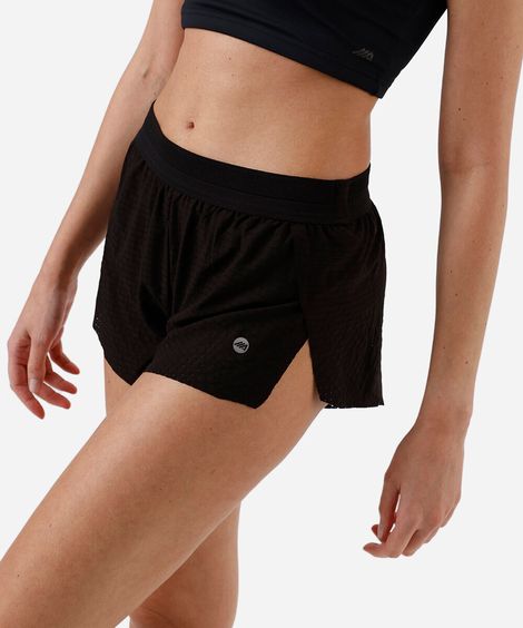 short running feminino esportivo com fendas preto