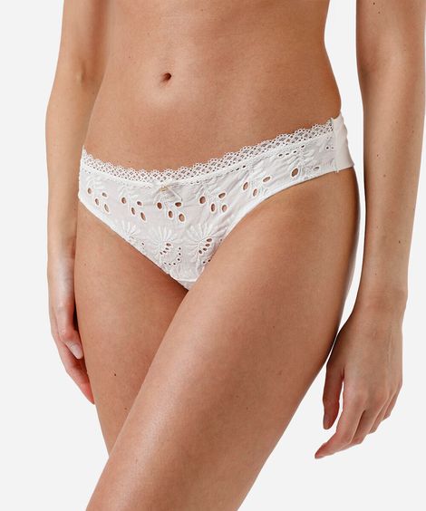 calcinha fio dental feminina em algodão off white
