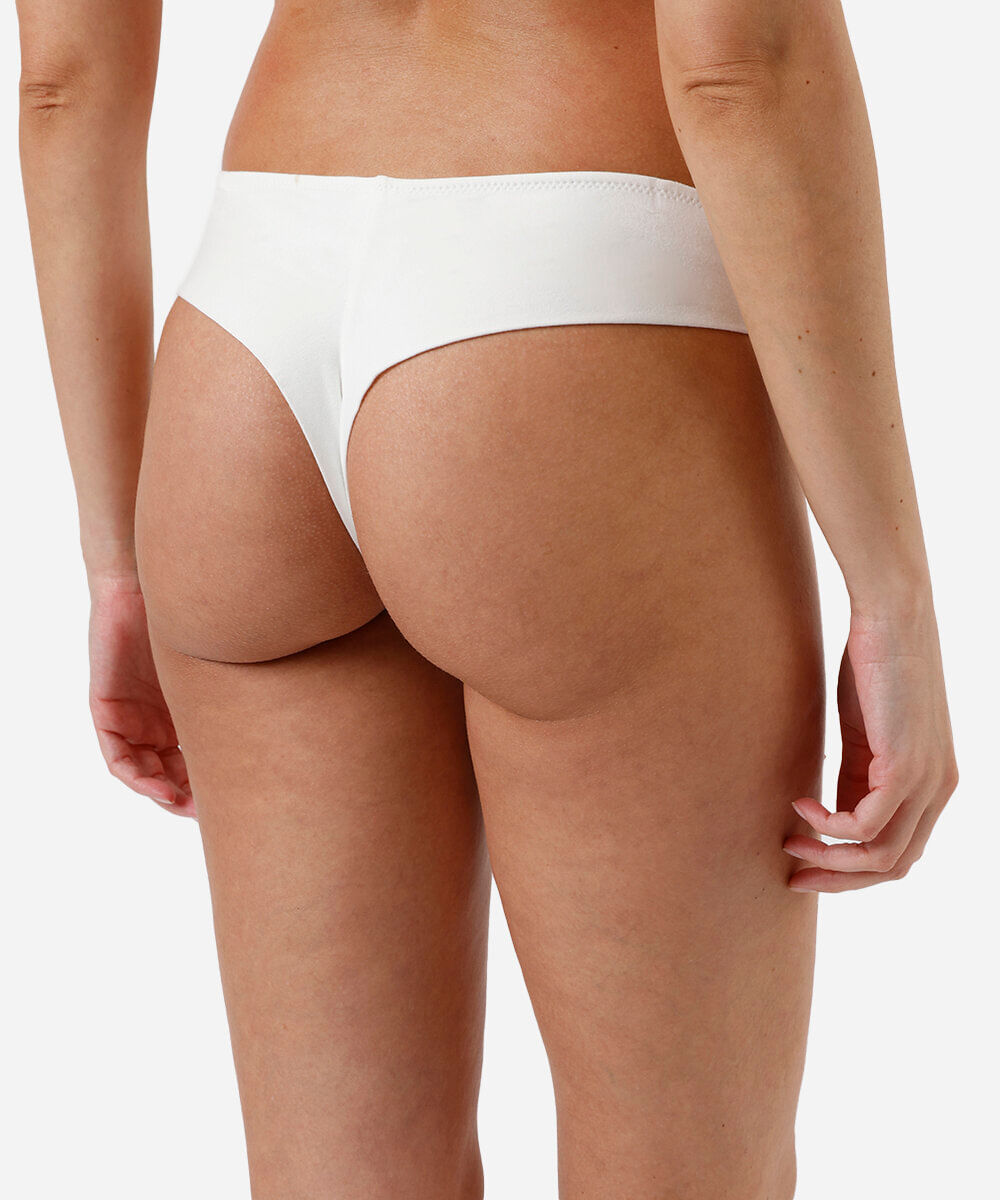 calcinha fio dental feminina em algodão off white