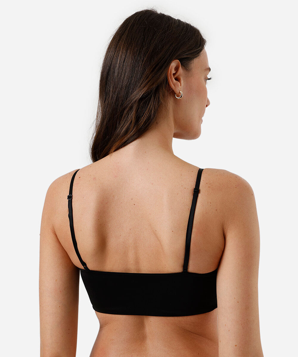 sutiã faixa feminino com bojo removível preto