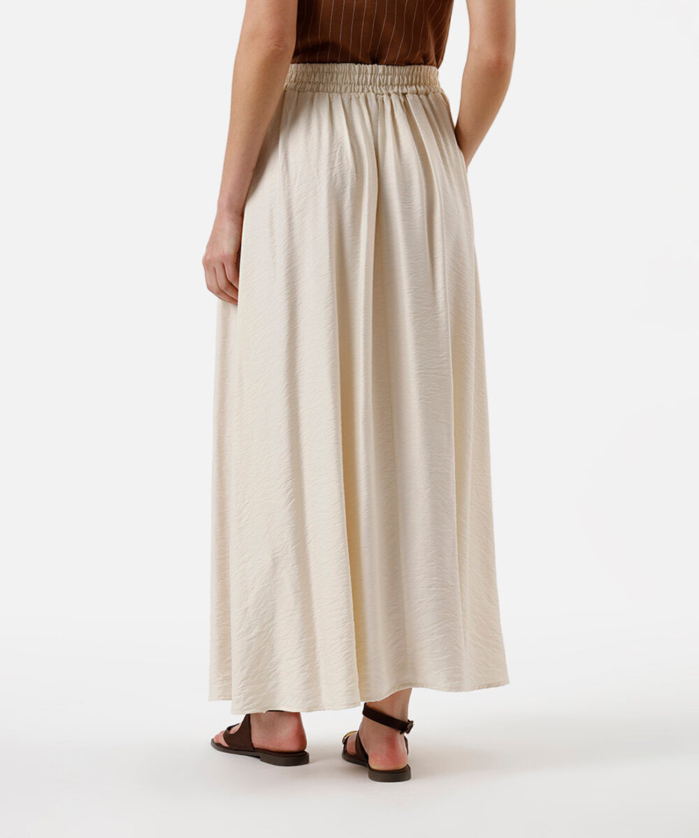 saia longa feminina de viscose texturizada bege