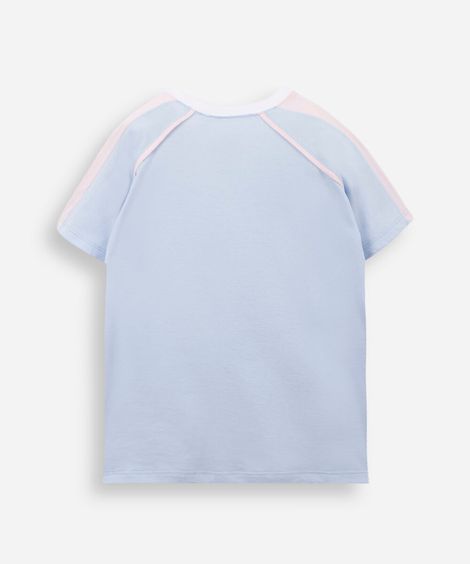 camiseta oversized infantil de algodão stitch azul