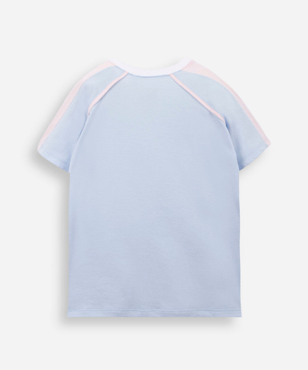 camiseta oversized infantil de algodão stitch azul