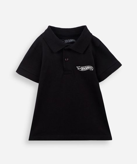 polo infantil de algodão hot wheels preto