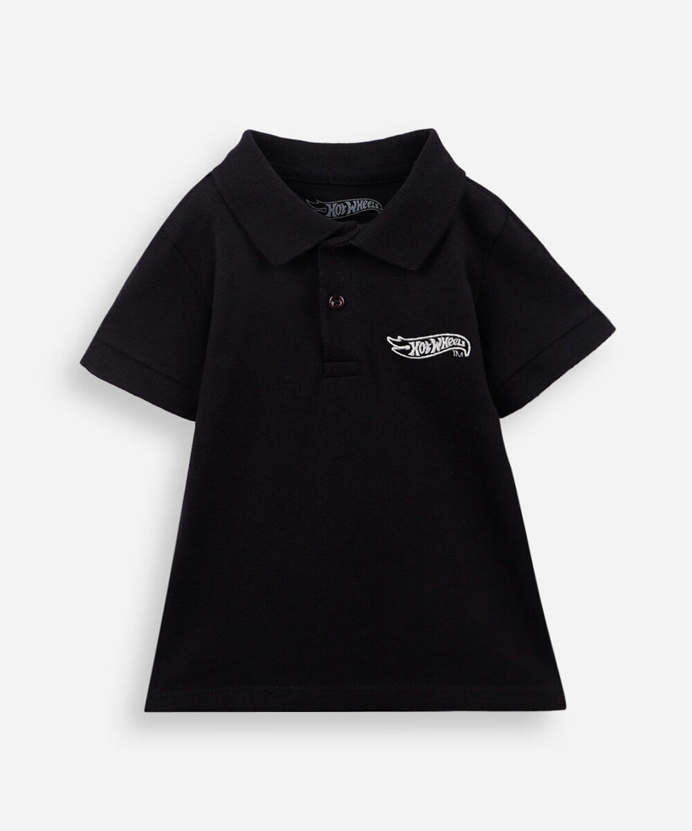 polo infantil de algodão hot wheels preto