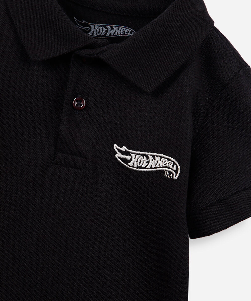 polo infantil de algodão hot wheels preto