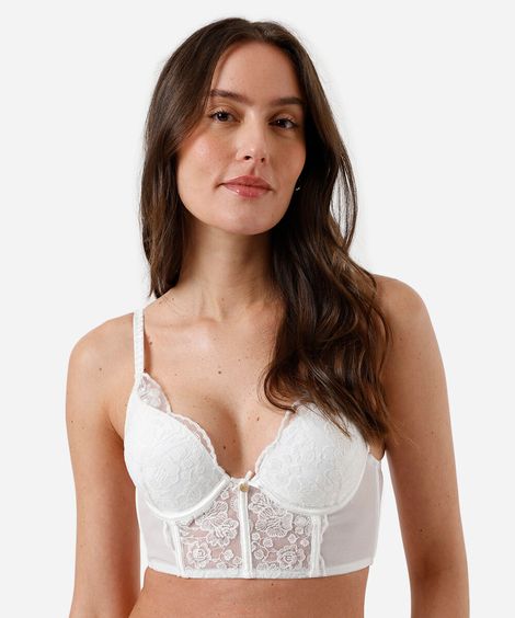 sutiã cropped meia taça feminino com renda floral off white
