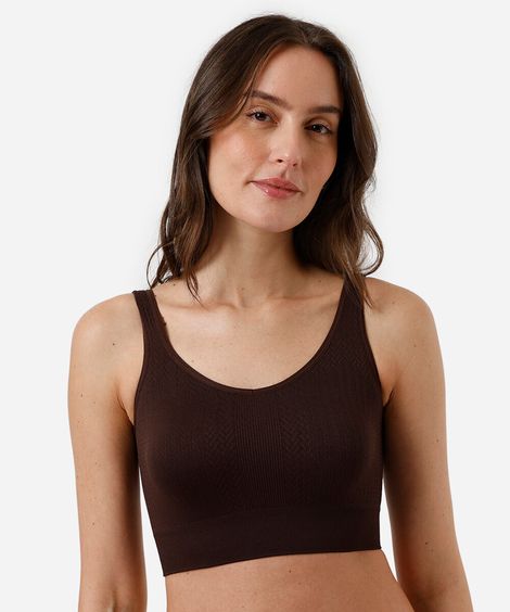 top texturizado sem costura delrio marrom