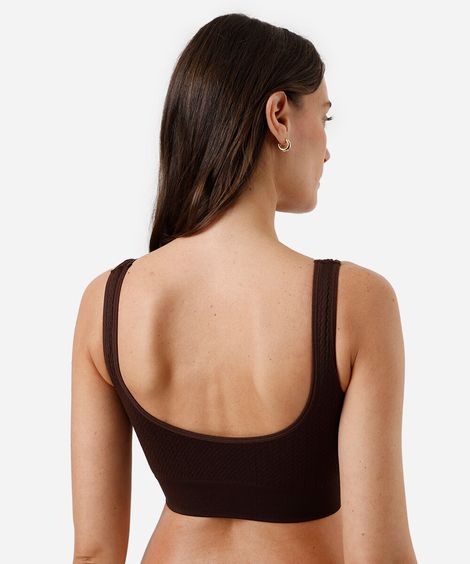 top texturizado sem costura delrio marrom